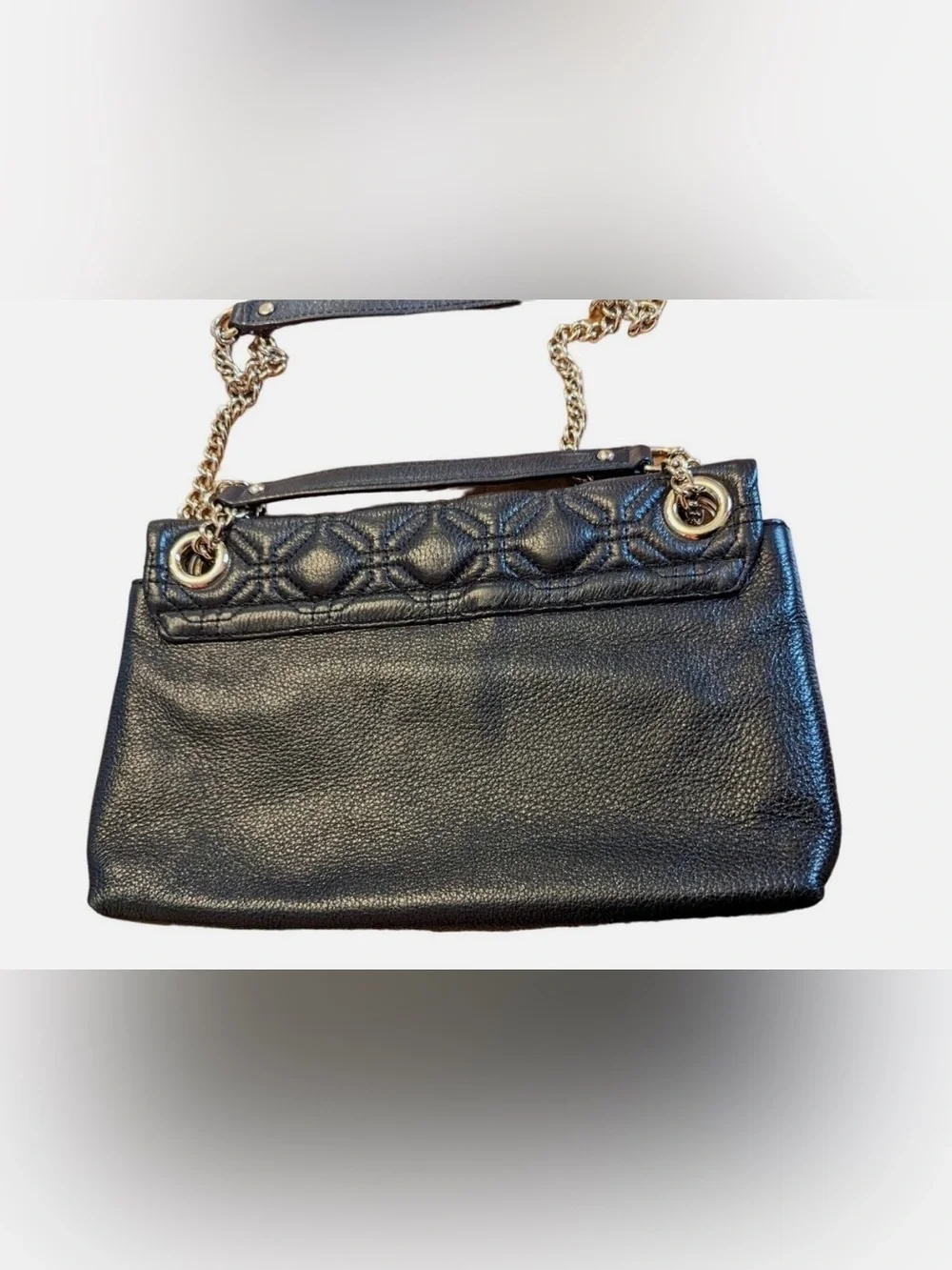 kate spade Black Quilted Leather Shoulder Bag with adjustable Gold Chain